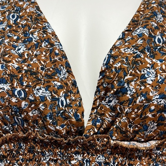 MABLE Brown Floral Cropped Shirt Size Large - Picture 2 of 4
